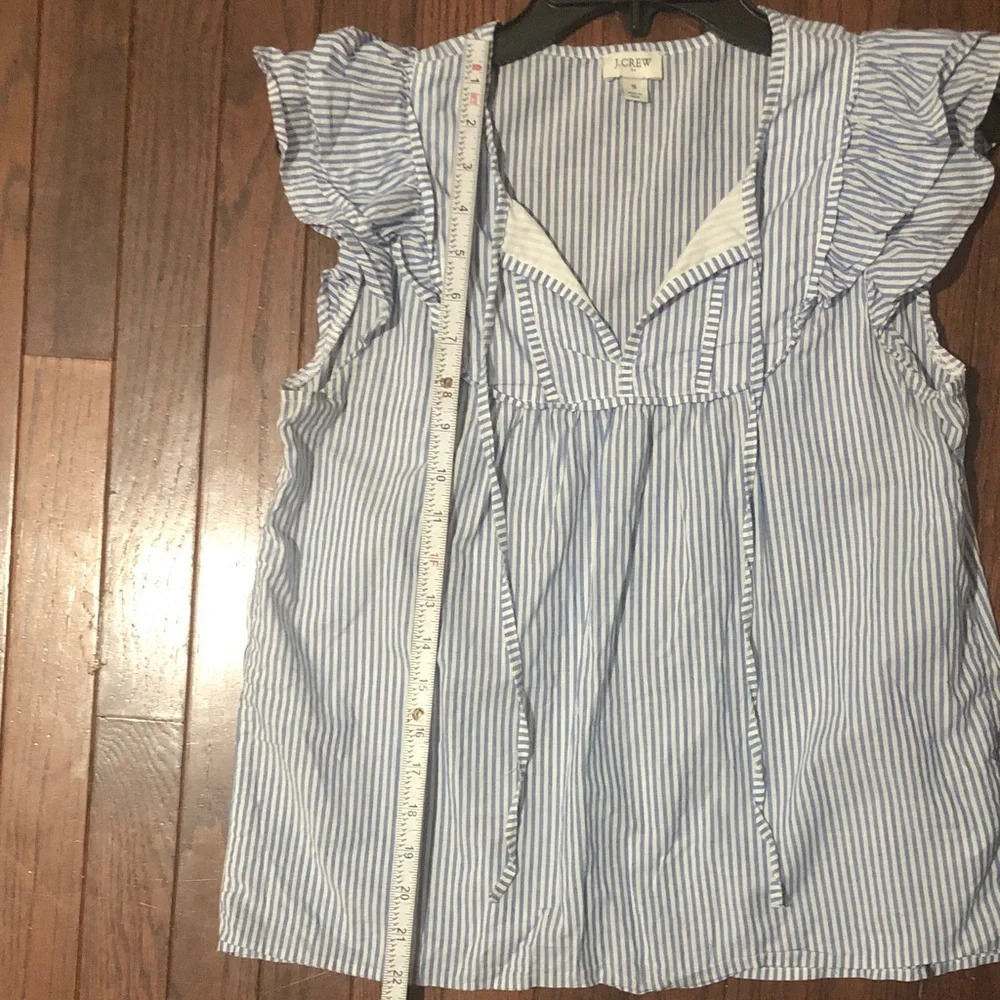 J. Crew Blue and White Striped Sleeveless Top